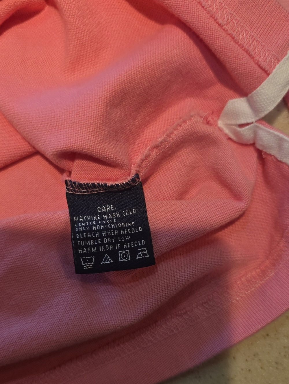 Ralph Lauren Coral Pink Long-Sleeve Rugby Polo with White Collar - Picture 3 of 4